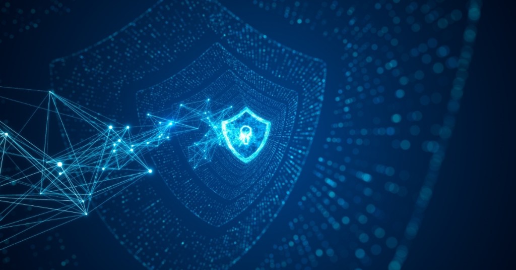 A shield protection icon with a key lock.