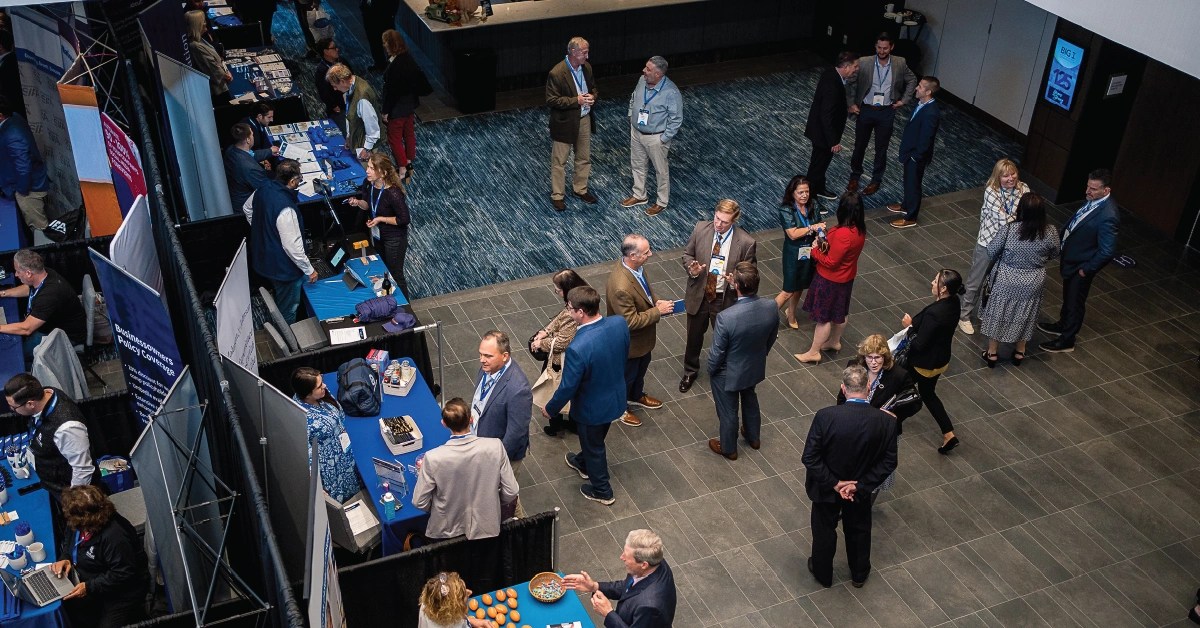 Bird's eye view from the balcony of the Industry Marketplace at CONNECT 2025.