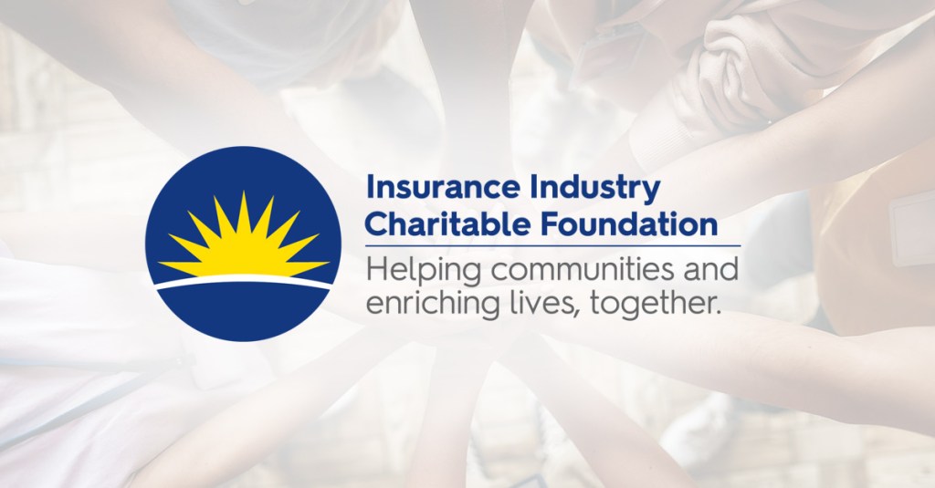 Insurance Industry Charitable Foundation logo with slogan, "Helping communities and enriching lives, together".