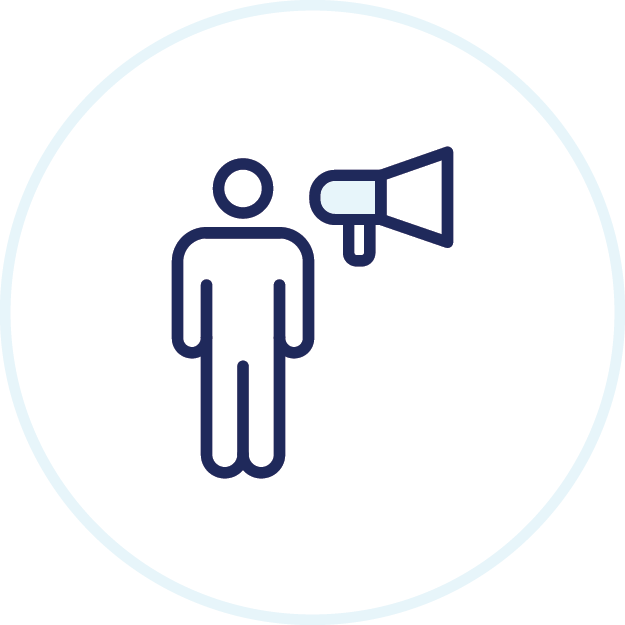 Person with a megaphone icon.