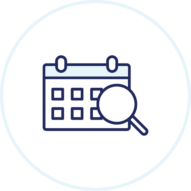 Calendar search icon.