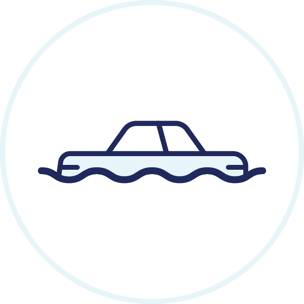 Flooded car icon.
