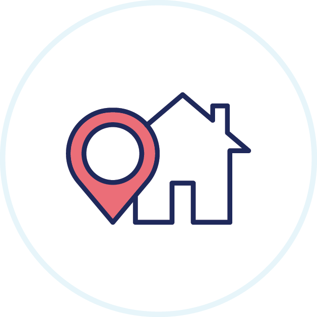 House with location pin icon.