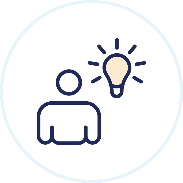 Person with lightbulb icon.
