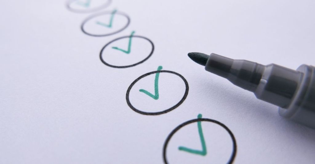 Circles checked off on a checklist.